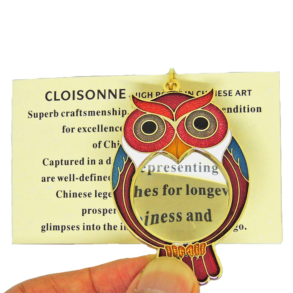 cloisonne owl magnifier necklace